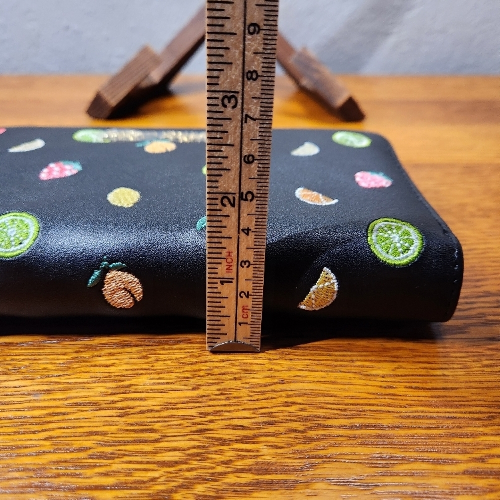 Betsey Johnson Black Fruit Embroidered Wristlet Wallet - Picture 10 of 10